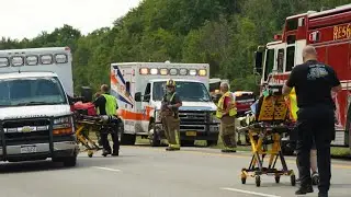 Tour bus rollover kills 5 on interstate highway in western New York