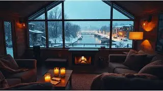 Peaceful Winter Jazz Cabin Ambience: Gentle Piano & Fireplace Sounds for Study & Relaxation S1