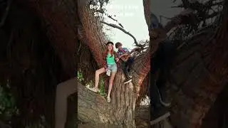 Boy and Girl Love Singing on the Tree