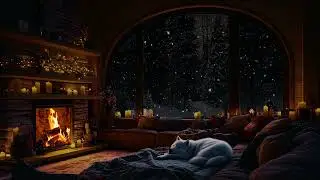 Welcoming the New Year in a Cozy Snowy Cabin | Fireplace Warmth & Snow Sounds for Deep Sleep
