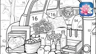 Coloring Games : an open car filled with picnic items