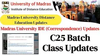 C25 Batch Class Updates | Classes Starts Soon | Madras University IDE PcP Classes | ClassLIKe