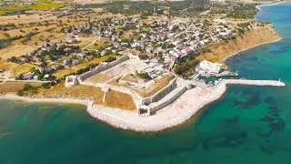 Seddulbahir, Eceabat, Turkey. Dominant Sedd el Bahr Fortress overlooking coastal village and Dard...