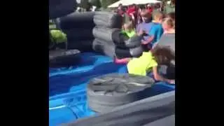 Kid gets hit by spinning arm