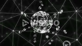 Animation of photos, globe with network of connections
