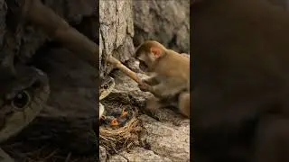Small Monkey vs Snake The Retreat