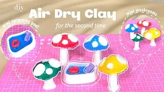 diy air dry clay 🍄 mini mushrooms and mini pool 🦩