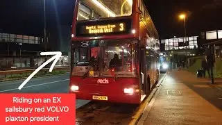 Riding on an EX sailsbury red VOLVO plaxton president on load to metrobus: Route 3