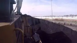 Cat D10T Coal Dozer Makes A Long Push Up The Pile To The Feeders
