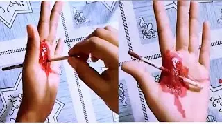 Trick art on hand || cool 3d hole optical illusion 