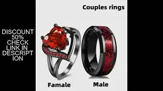 Charm Couple Rings For Men Stainless Steel Celtic Dragon Ring Heart Red Zircon Women Wedding Rings S