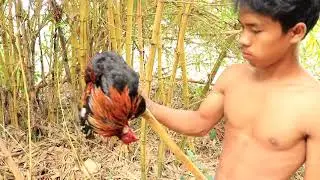 Primitive Technology  Create Stone Spear   Show Find Hunting Chickens living In Ancient Times
