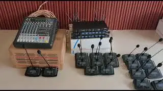 Setting microphone meja rapat wireless auderpro ap-949wmt + sound system speeaker dan power mixer