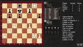 Chess Legends Face Off: Tal, Fine, Lasker, Karpov in 1-Min Bullet Brawl  Part 1 of 3
