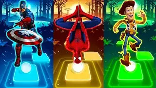 Spiderman VS Captain America VS Woody | Tiles Hop EDM Rush