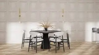 Oliana Panel Wallpaper Dark Cream Belgravia 8493 - 3D Room