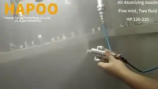 Fine stainless steel air atomization nozzle, two fluid air water mixture, chemical cleaning