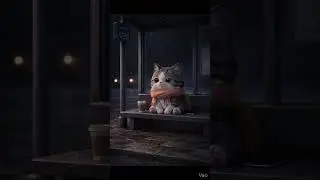 Still Cat at an Empty Bus Stop | Absolute Static 3D Scene