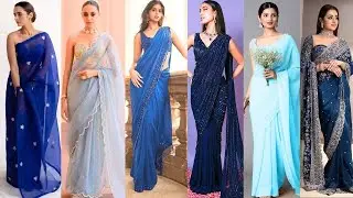 Different shades of blue saree with names/ 30 unique blue colour sarees/ blue saree collection