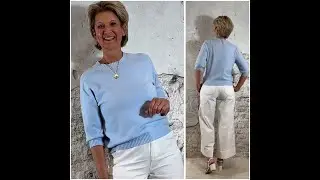 Evy basic pullover 3/4 mouw ronde hals & Evy broekrok zand