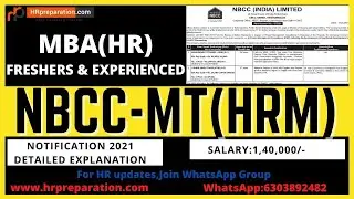 NBCC India Recruitment for Management Trainee HRM|NBCC MT HRM Eligibility & Exam Pattern