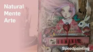 speedpainting Surreal Pop Art Girl Playing Kayboard  | Mixed Media Collage Painting #ArtLovers