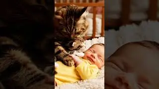 &ldquo;Loyal  Cat Brings Her Kitten to Sleep Beside the Baby &mdash; Pure Love ❤️ #cat&rdquo;
