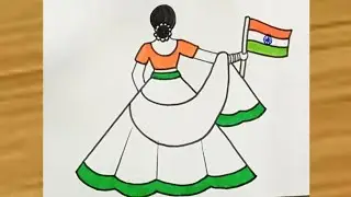 Republic day drawing|how to draw republic day drawing easily|26January drawing for kids|girl drawing