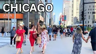 Chicago (USA) Labor Day Weekend Walk on Sunday | September 1, 2024 | 4k 60fps Video, City Sounds
