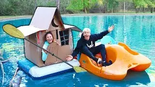 HAUNTED BOX FORT ON WATER!!