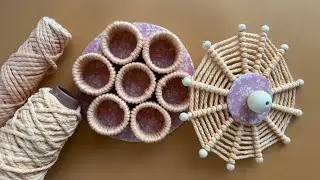 From simple to wow🤩🫠DIY Floral Macrame Organizer with Woven Base | Handmade Storage & Decor⭐️😎