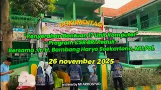 Bantuan 17 Unit Komputer Program CSR BRI Peduli kepada MI Arrosyad bersama BHS