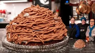 G&acirc;teau Mont Blanc tort aniversar 12 ani cu bezele, frișcă, piure de castane și caramel Savori Urbane