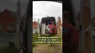 Man hit by his van door hard  as crazy storm hits Liverpool #liverpool #funny #comedy
