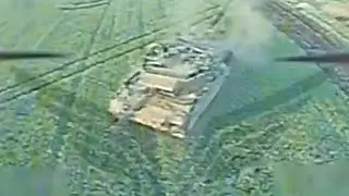 Удар FPV-дрона в танк Leopard 1A5 на Донбассе
