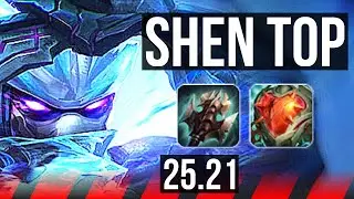 SHEN vs AATROX (TOP) | 11/0/0, 9 solo kills, Legendary | KR Master | 25.21