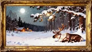 Frame TV (Winter Wonderland) 3 Hours of Relaxing Music - Animated Reindeer Oil Painting
