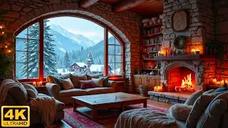 Cozy Winter Cabin Living Room Ambience ❄️ Soft Piano Music & Crackling Fireplace for Deep Relaxation