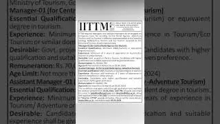 #TourismJobs #IITTMJobs #MinistryOfTourismJobs