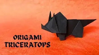 Origami Black TriceratopsStep by Step Tutorial | Black Paper Triceratops Dinosaur | Origami in Black