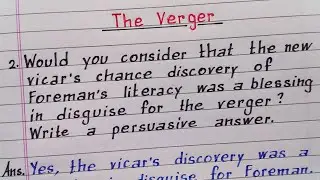 Would you consider that the new vicar's chance discovery of Foreman's literacy... The Verger | Ch 3