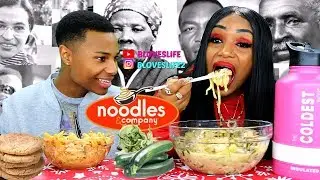 Steak & shrimp Zoodle Stroganoff & Penne Rosa Mukbang with Darius