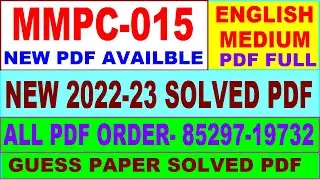 mmpc 015 solved assignment 2022-23 / mmpc 15 solved assignment in english / ignou mba new solved