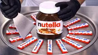 Nutella & Kinder Chocolate Bars &mdash; Ice Cream Rolls | Satisfying Visual ASMR