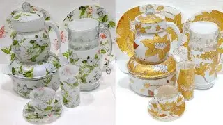 82 Pices Glass Dinner Set|Royal Albert|Noritake|Marble|Bone|Stone|@world_tech.111