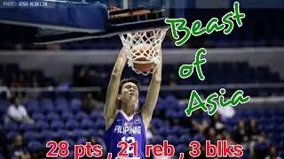 Kai Sotto bullies Japan on the low post monster game 28 pts, 21 Reb , 3 blks ..