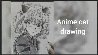 👀cute  anime cat drawing #drawing #anime #viral #song #mainmake #art