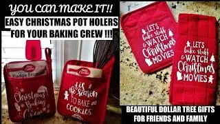 Turn Potholders Into Amazing Gifts Using Cricut /Handmade Christmas Gifts /Dollar Tree Christmas DIY