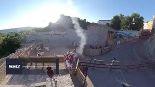 As&iacute; ha sido el cuarto encierro con los toros de La Palmosilla