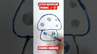 Glitter Mushroom Drawing ✨🍄 #shorts #mushroomdrawing #cuteness #kawaiidrawing #cutedrawing